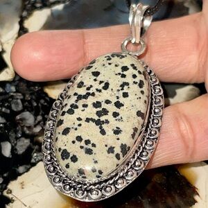 Spotted Dalmation Jasper Pendant 2 1/2”